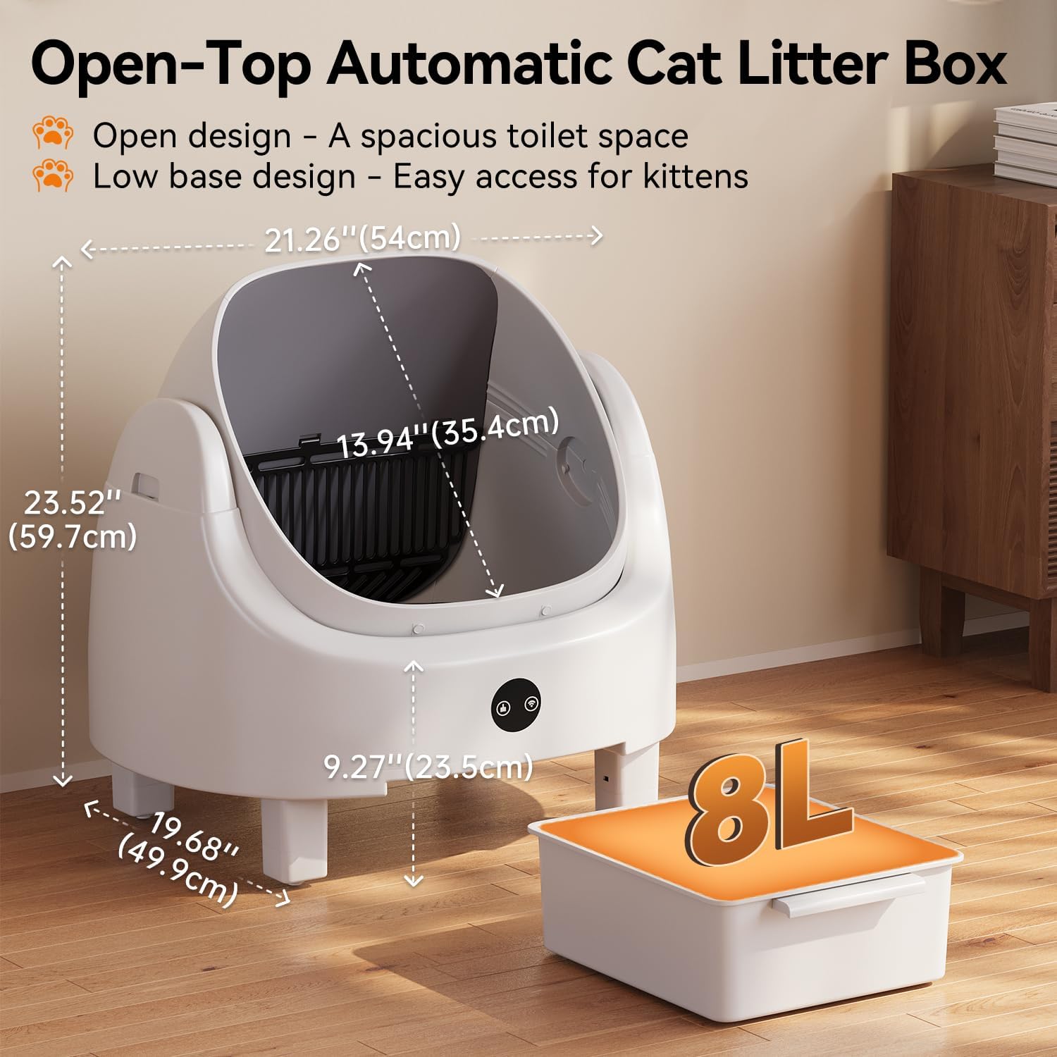 Cat Litter Mat - Aoxun Otomatik Kendi Kendini Temizleyen Beyaz